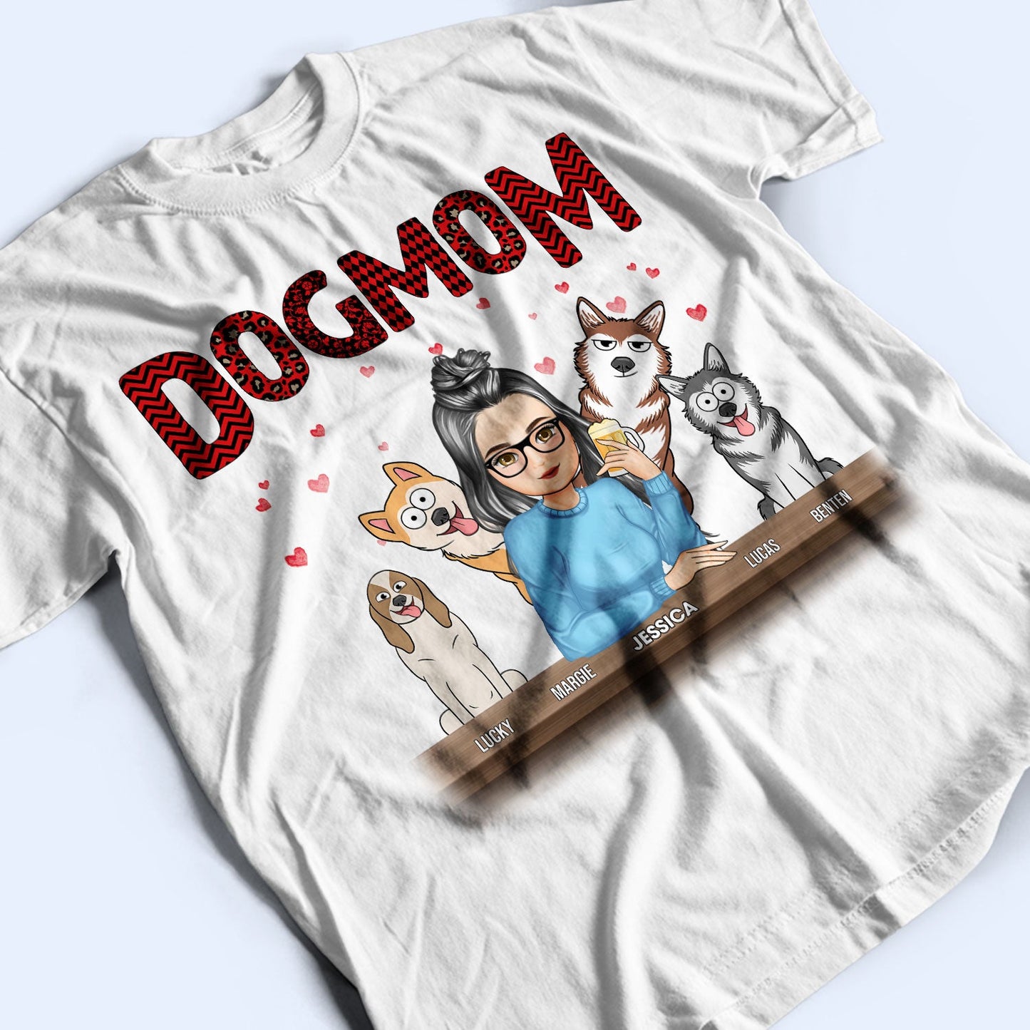 Dog Mom Red Pattern - Gift For Dog Lovers - Personalized Sweatshirt