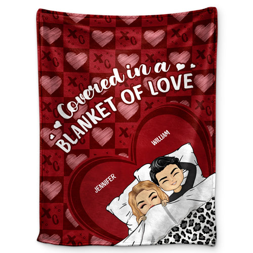 Covered In A Blanket Of Love - Gift For Couples - Personalized Fleece Blanket
