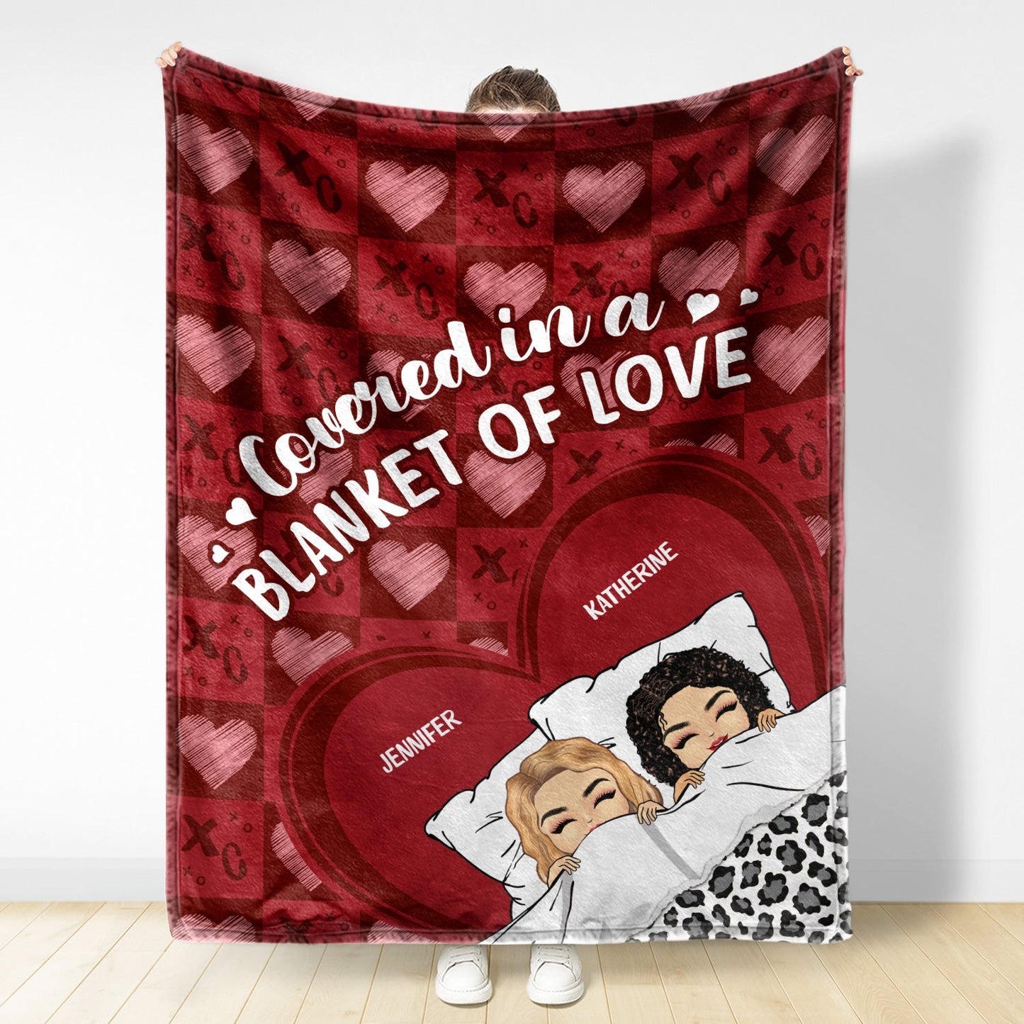 Covered In A Blanket Of Love - Gift For Couples - Personalized Fleece Blanket