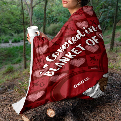 Covered In A Blanket Of Love - Gift For Couples - Personalized Fleece Blanket