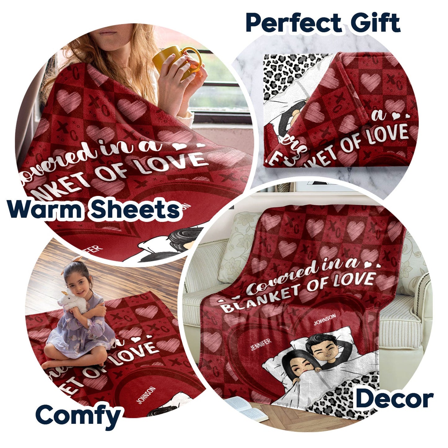 Covered In A Blanket Of Love - Gift For Couples - Personalized Fleece Blanket