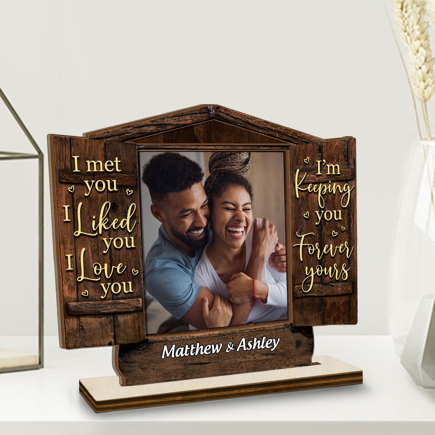 Custom Photo I Liked You I Love You - Gift For Couples - Personalized Custom Shaped 2-Layered Wooden Plaque