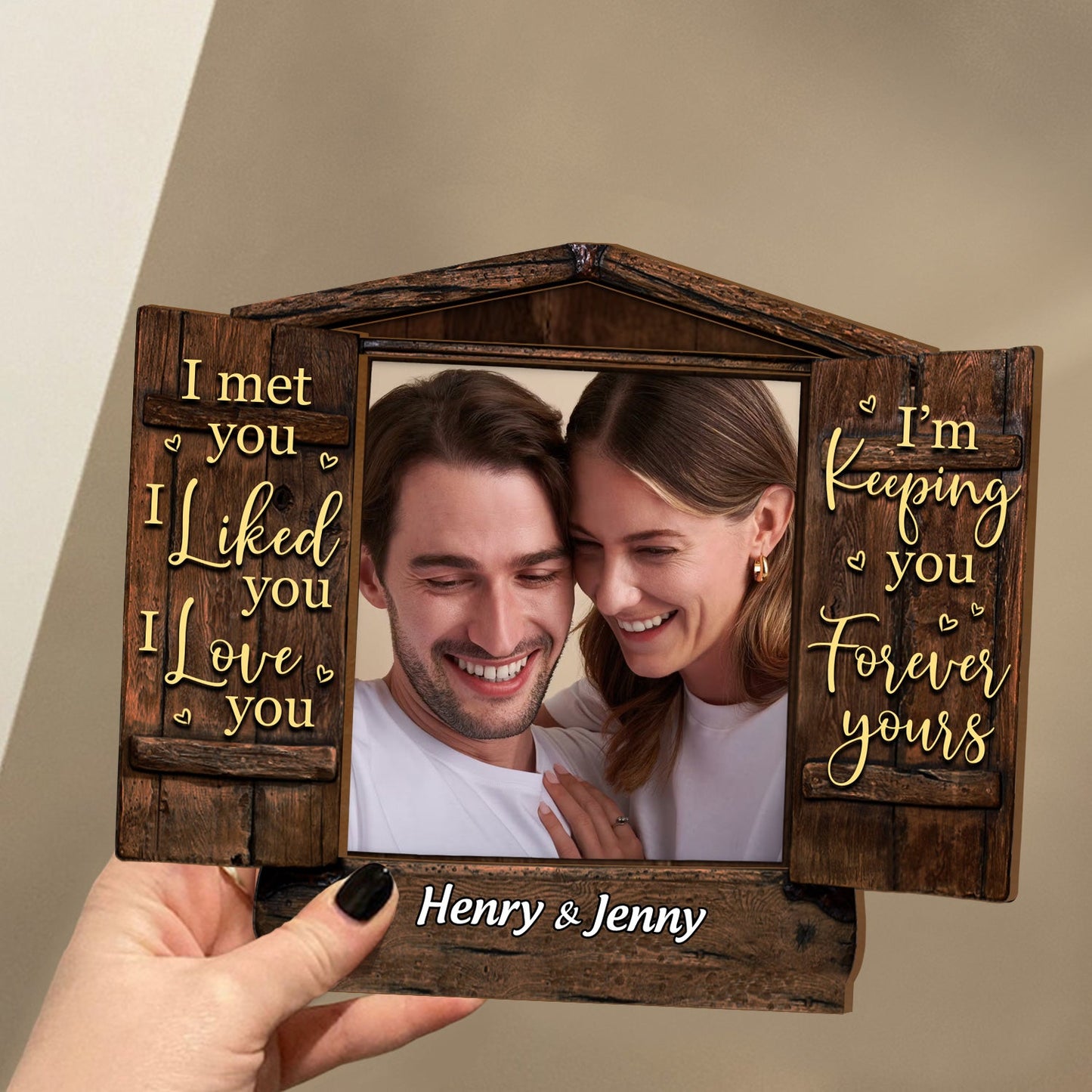 Custom Photo I Liked You I Love You - Gift For Couples - Personalized Custom Shaped 2-Layered Wooden Plaque