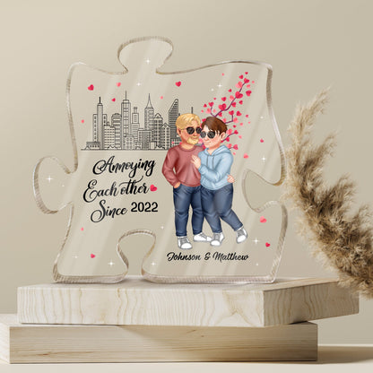 You Are My Missing Piece - Anniversary Gift For Couples - Personalized Puzzle Shaped Acrylic Plaque