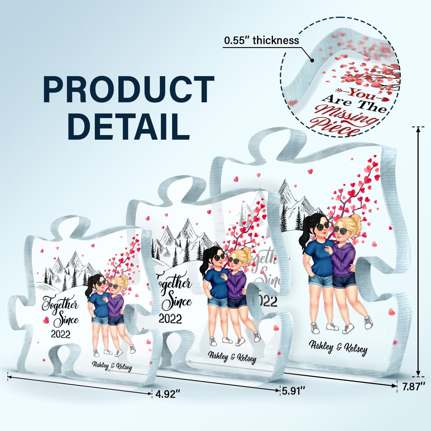 You Are My Missing Piece - Anniversary Gift For Couples - Personalized Puzzle Shaped Acrylic Plaque