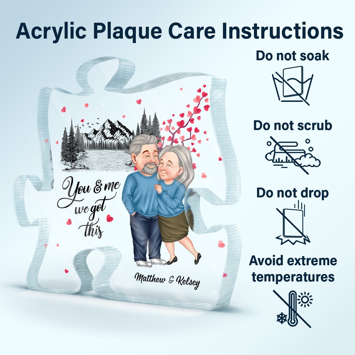 You Are My Missing Piece - Anniversary Gift For Couples - Personalized Puzzle Shaped Acrylic Plaque