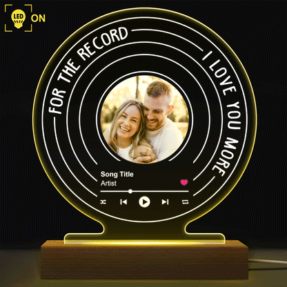 Custom Photo For The Record - Gift For Couples - Personalized 3D Led Light Wooden Base