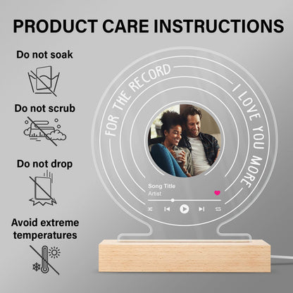 Custom Photo For The Record - Gift For Couples - Personalized 3D Led Light Wooden Base