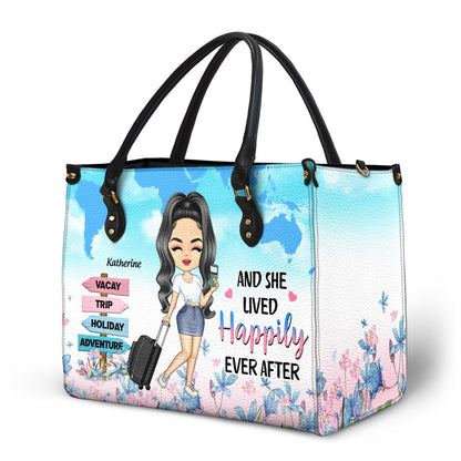 Just A Girl Who Loves Traveling - Gift For Travel Lovers - Personalized Leather Bag