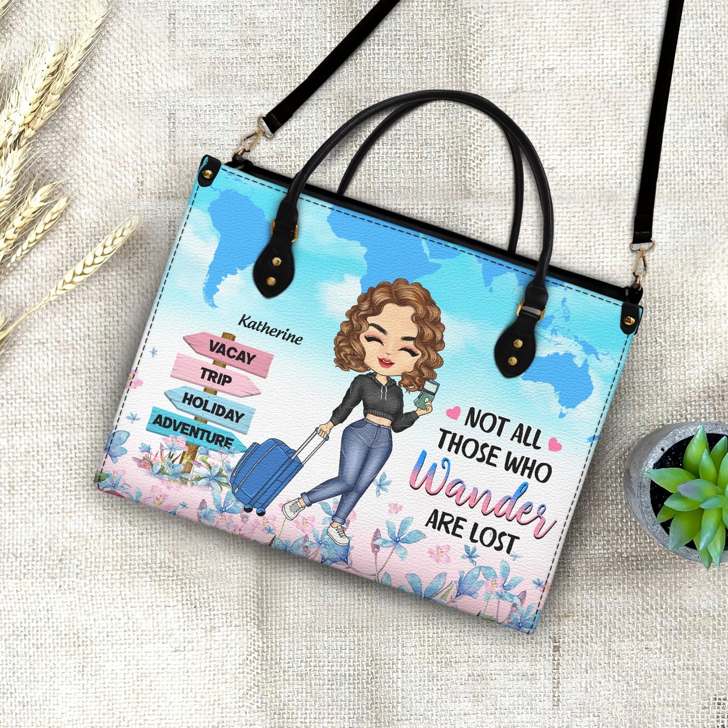 Just A Girl Who Loves Traveling - Gift For Travel Lovers - Personalized Leather Bag