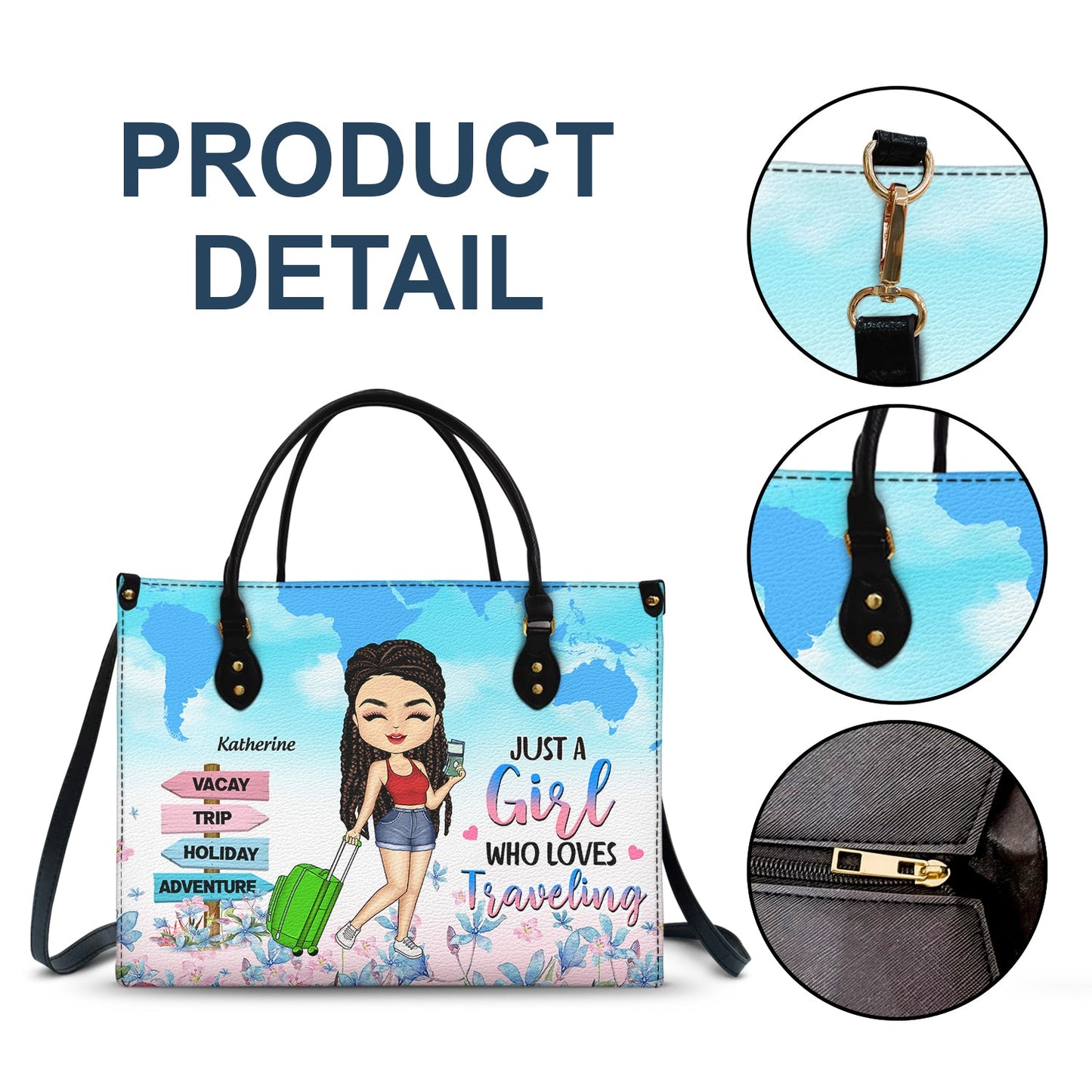 Just A Girl Who Loves Traveling - Gift For Travel Lovers - Personalized Leather Bag