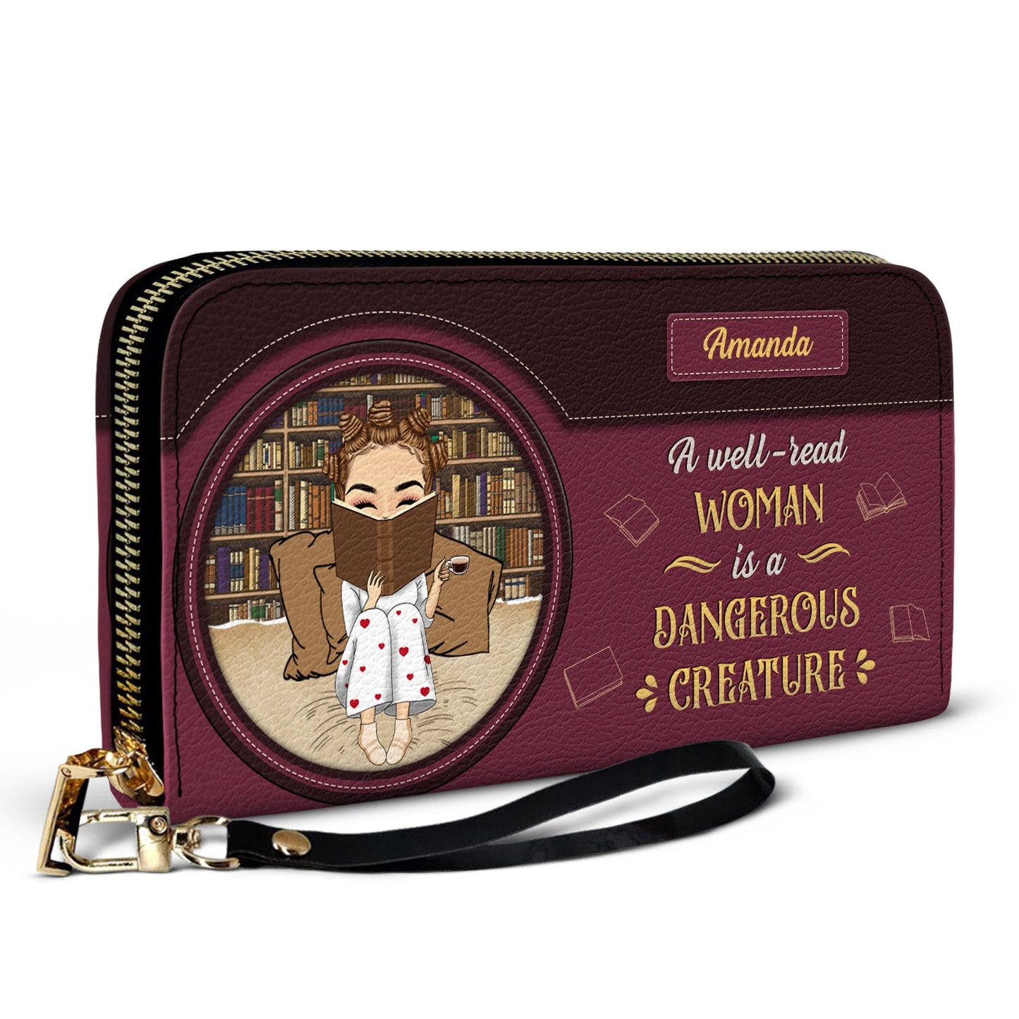 A Well Read Woman Is A Dangerous Creature - Gift For Reading Lovers - Personalized Leather Long Wallet