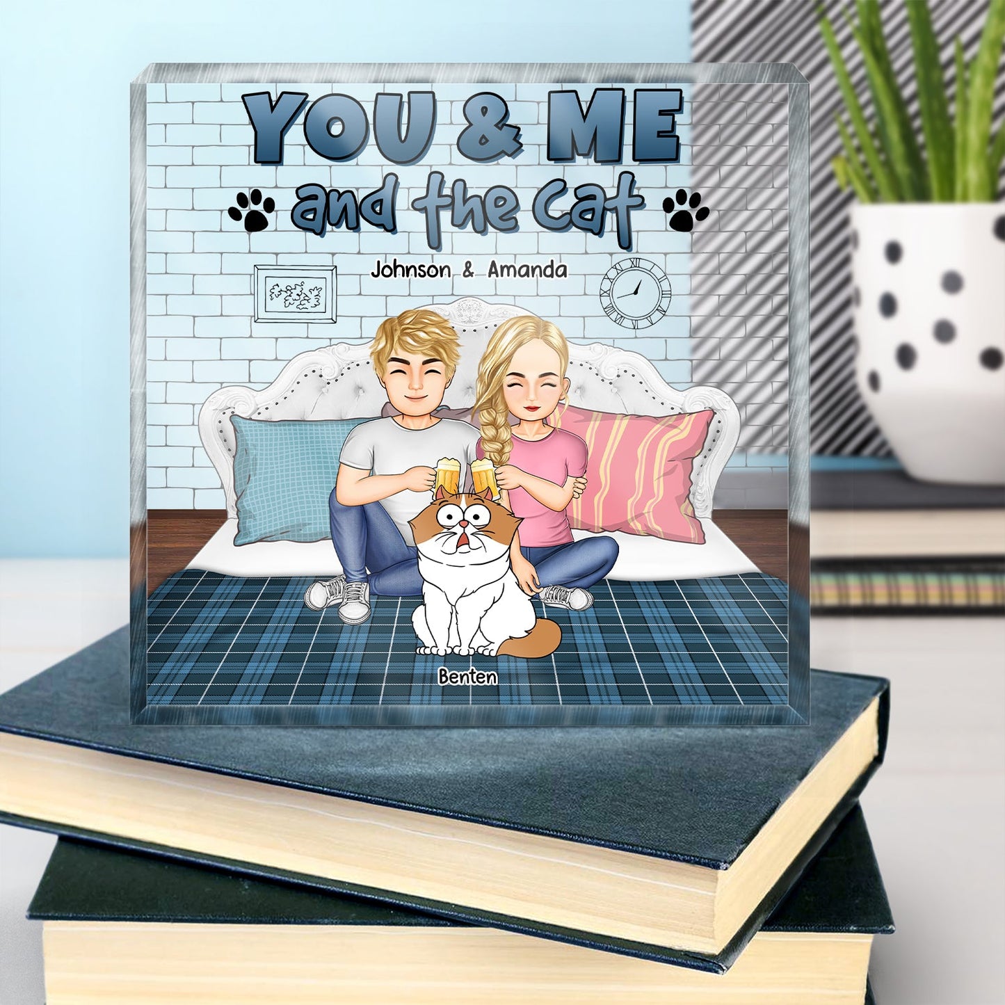 You And Me And The Fur Babies - Gift For Pet Couples - Personalized Square Shaped Acrylic Plaque