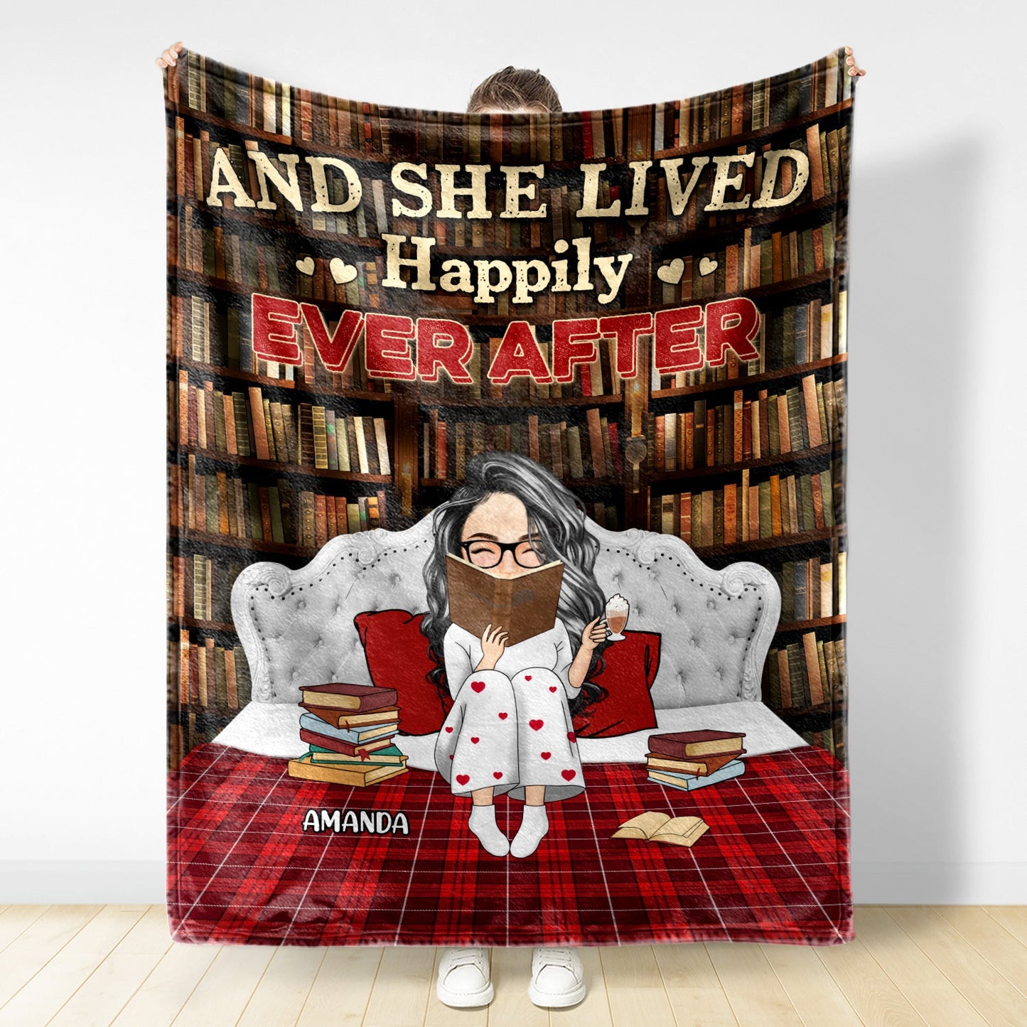 Just A Girl Who Loves Books Bed Sitting - Gift For Book Reading Lovers - Personalized Fleece Blanket