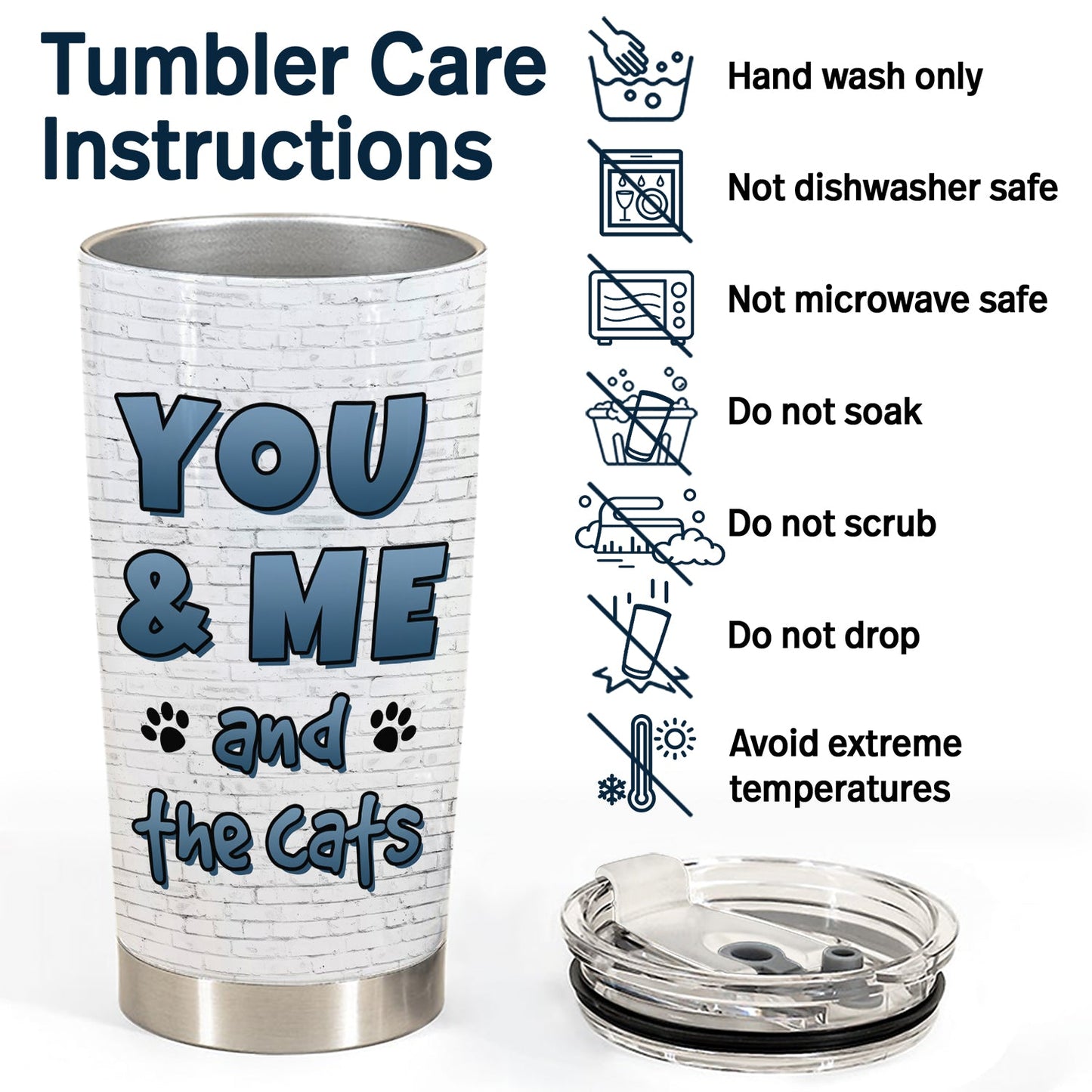 You And Me And The Cats - Gift For Cat Lovers - Personalized Tumbler