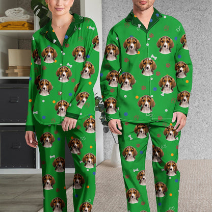 Custom Photo Funny Dog Face - Gift For Dog Lovers - Personalized Long Pajamas Set