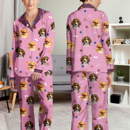 Custom Photo Funny Dog Face - Gift For Dog Lovers - Personalized Long Pajamas Set