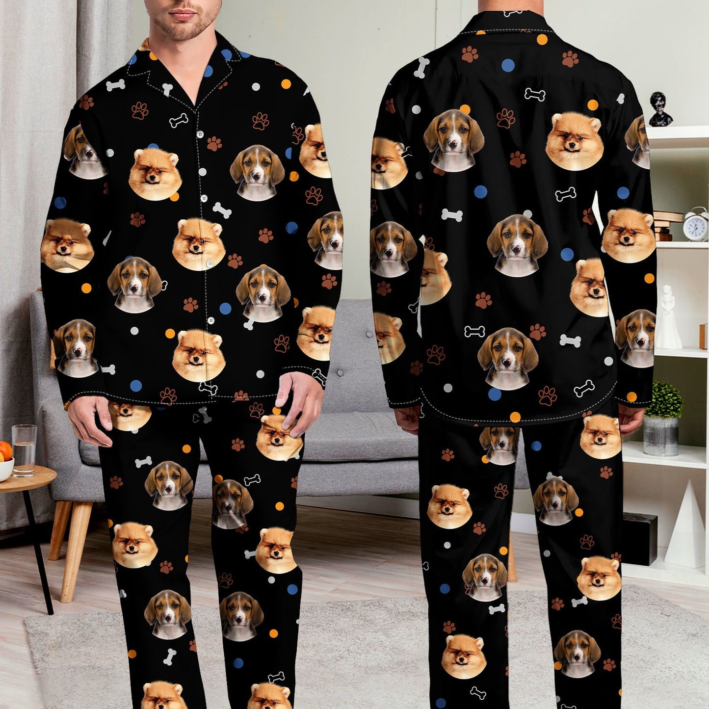 Custom Photo Funny Dog Face - Gift For Dog Lovers - Personalized Long Pajamas Set