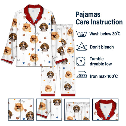 Custom Photo Funny Dog Face - Gift For Dog Lovers - Personalized Long Pajamas Set