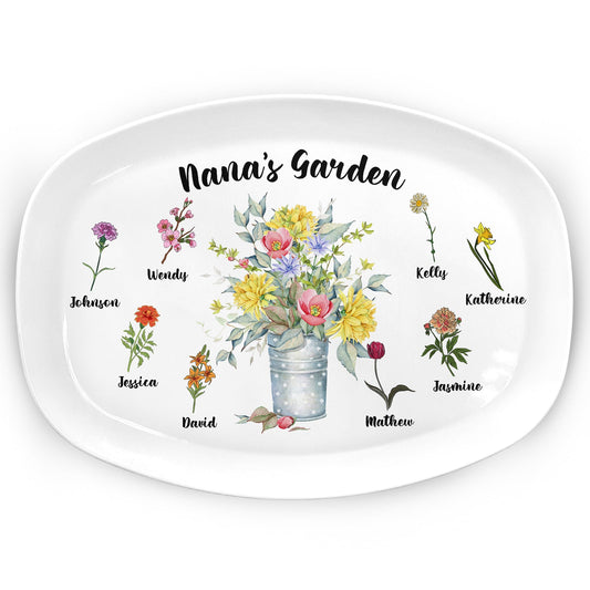 Birth Month Flower Grandma Garden - Gift For Grandma - Personalized Plate