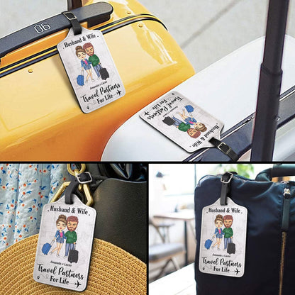 Husband & Wife Travel Partners For Life - Gift For Couples - Personalized Luggage Tag