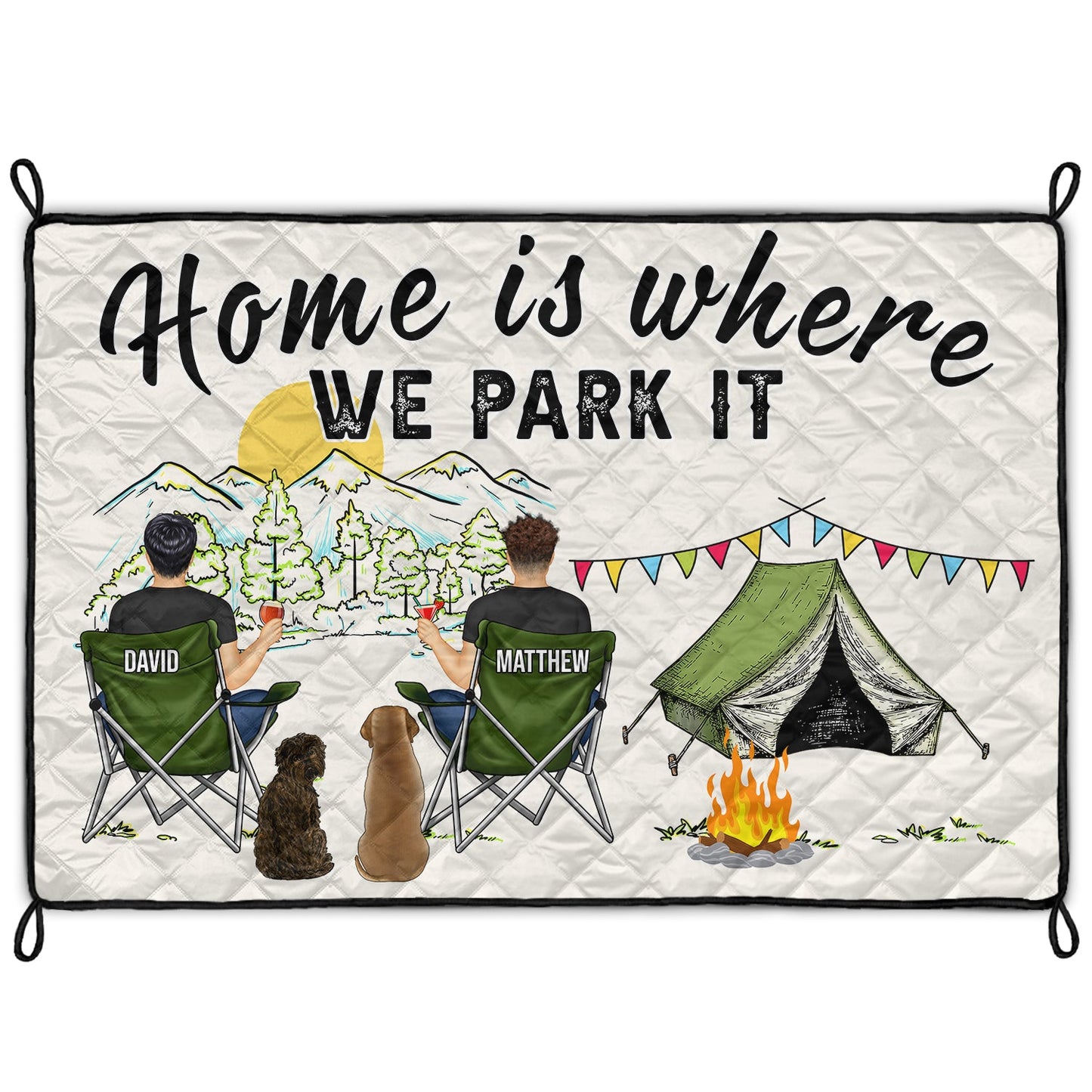 Home Is Where We Park It You And Me And The Dogs - Gift For Camping Lovers - Personalized Outdoor Waterproof Camping Picnic Blanket