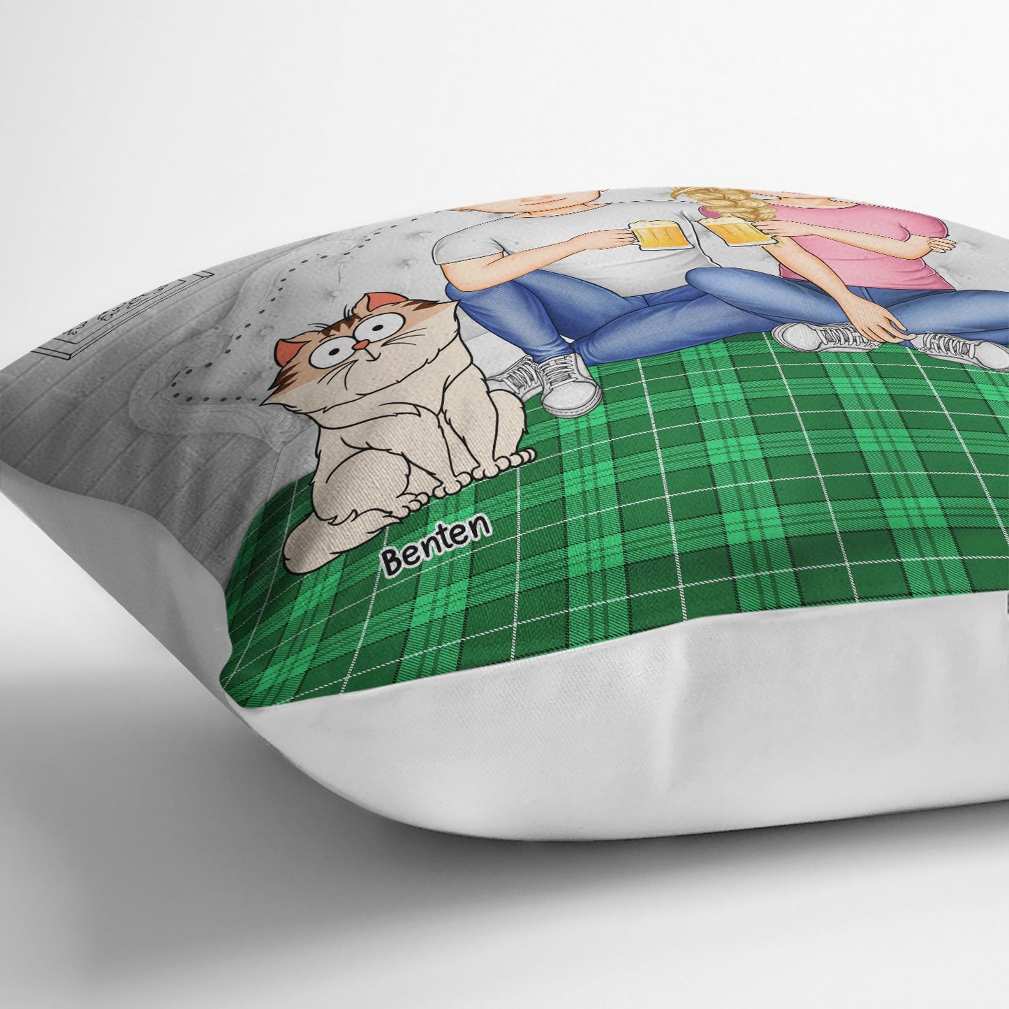 You And Me And The Dog Plaid - Gift For Pet Lovers - Personalized Pillow