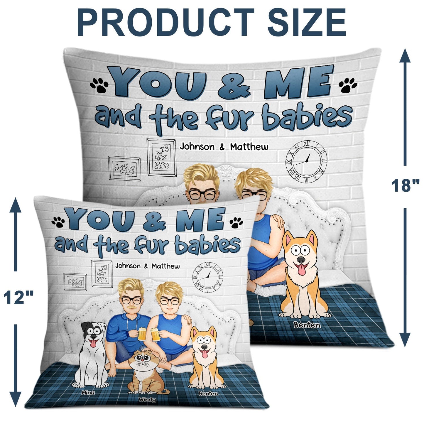 You And Me And The Dog Plaid - Gift For Pet Lovers - Personalized Pillow