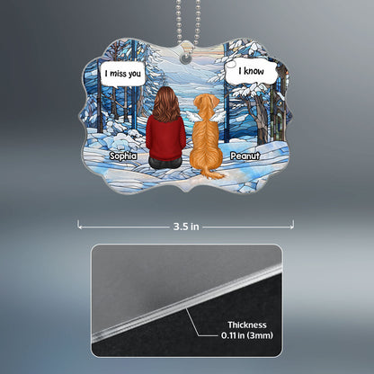 Winter Themed Stained Glass Pet Memorial Keepsake Personalized Acrylic Ornament