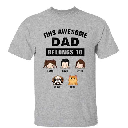 Dad Belongs To Kids Dogs Cats Personalized Shirt Shirts & Tops The Next Custom Gift