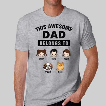 Dad Belongs To Kids Dogs Cats Personalized Shirt Shirts & Tops The Next Custom Gift