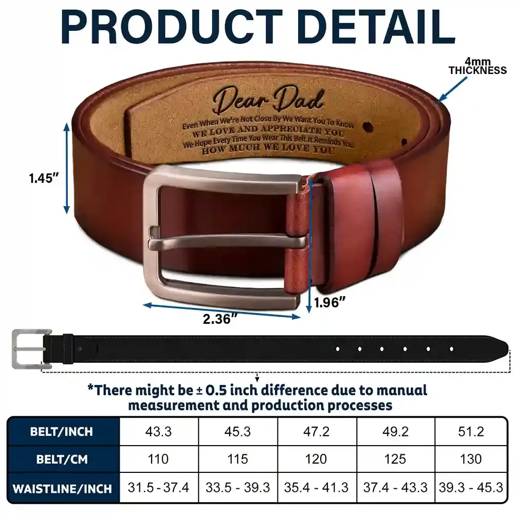 Dad It Reminds You How Much We Love You - Personalized Engraved Leather Belt Leather Belt The Next Custom Gift