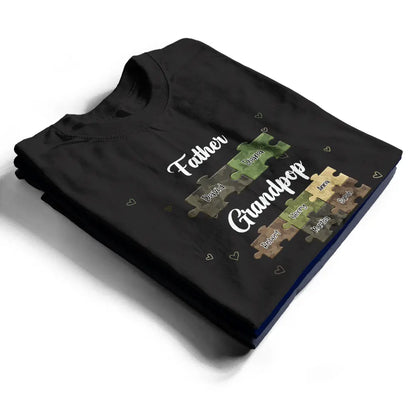 Gift For Grandpa, Gift For Father, Happy - Dad Grandpa Puzzzle Camoflage - Personalized T Shirt