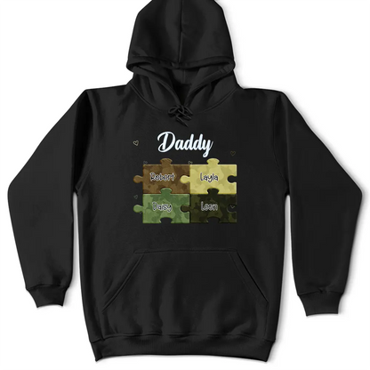 Gift For Grandpa, Gift For Father, Happy - Dad Grandpa Puzzzle Camoflage - Personalized T Shirt