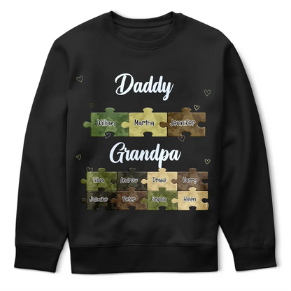 Gift For Grandpa, Gift For Father, Happy - Dad Grandpa Puzzzle Camoflage - Personalized T Shirt