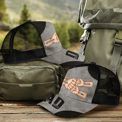 Dad Kid First Bump The Man The Myth The Legend - Personalized Mesh-back Casual Cap