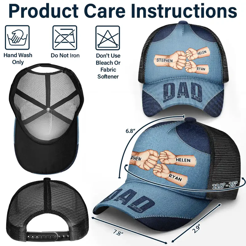 Dad Kid First Bump The Man The Myth The Legend - Personalized Mesh-back Casual Cap