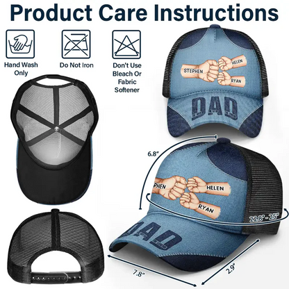 Dad Kid First Bump The Man The Myth The Legend - Personalized Mesh-back Casual Cap