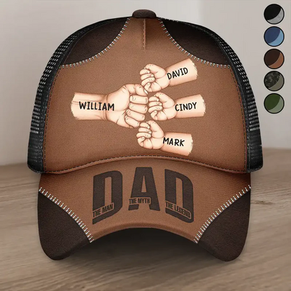 Dad Kid First Bump The Man The Myth The Legend - Personalized Mesh-back Casual Cap