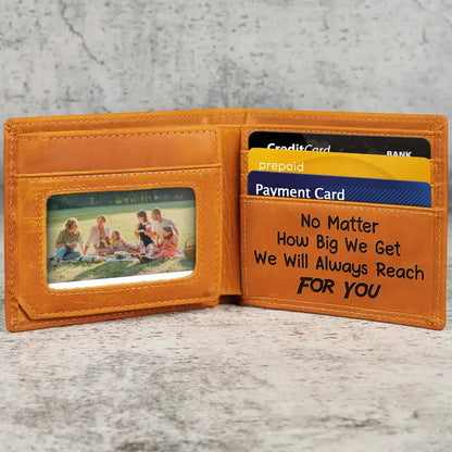 Dad Papa Grandpa Hand In Hand No Matter How Big We Get - Personalized Engraved Leather Wallet