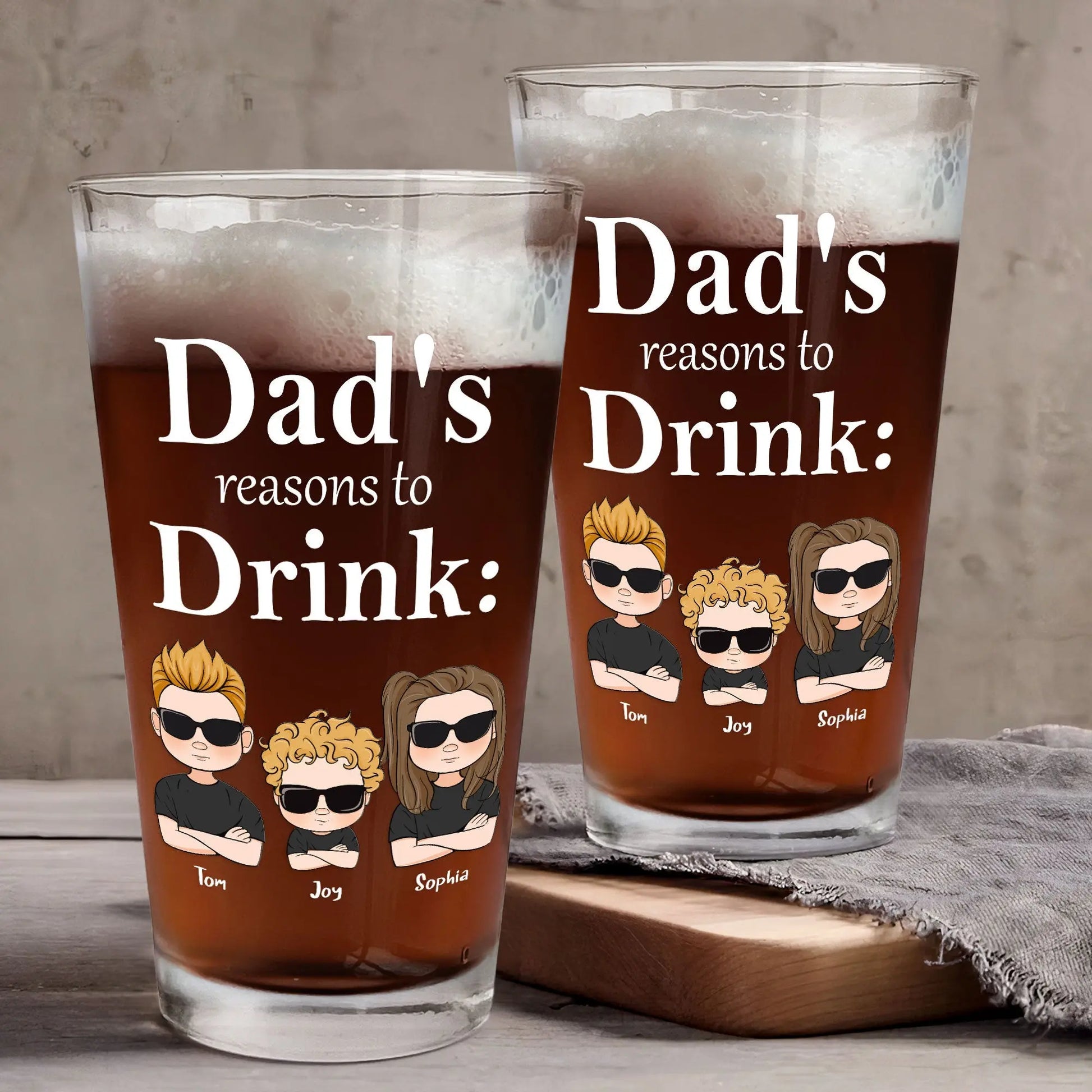 Dad's Reasons To Drink - Personalized Beer Glass Beer Glass The Next Custom Gift