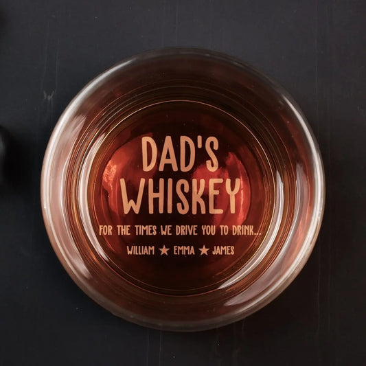 Dad's Whiskey For The Times We Drive You To Drink - Personalized Engraved Whiskey Glass Whiskey Glass The Next Custom Gift