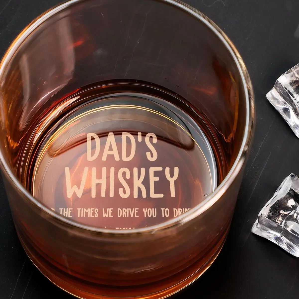 Dad's Whiskey For The Times We Drive You To Drink - Personalized Engraved Whiskey Glass Whiskey Glass The Next Custom Gift