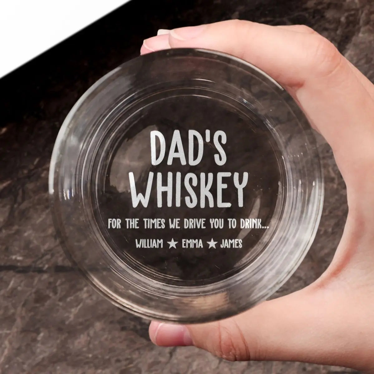 Dad's Whiskey For The Times We Drive You To Drink - Personalized Engraved Whiskey Glass Whiskey Glass The Next Custom Gift