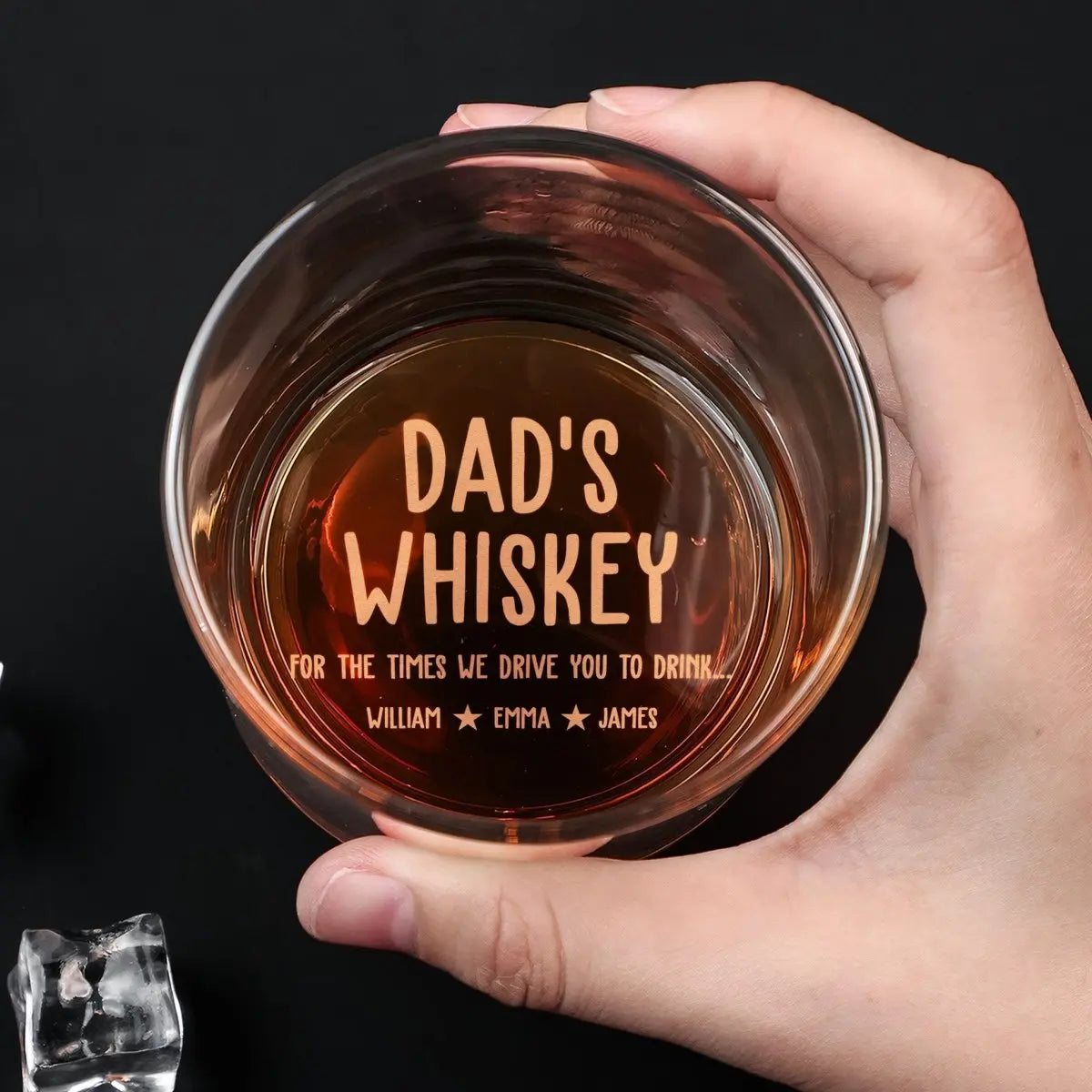 Dad's Whiskey For The Times We Drive You To Drink - Personalized Engraved Whiskey Glass Whiskey Glass The Next Custom Gift