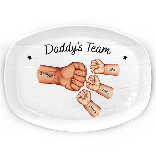 Daddy's Team Hand Punch - Personalized Plate