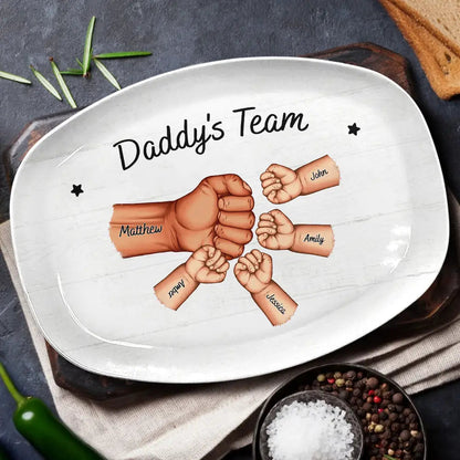 Daddy's Team Hand Punch - Personalized Plate