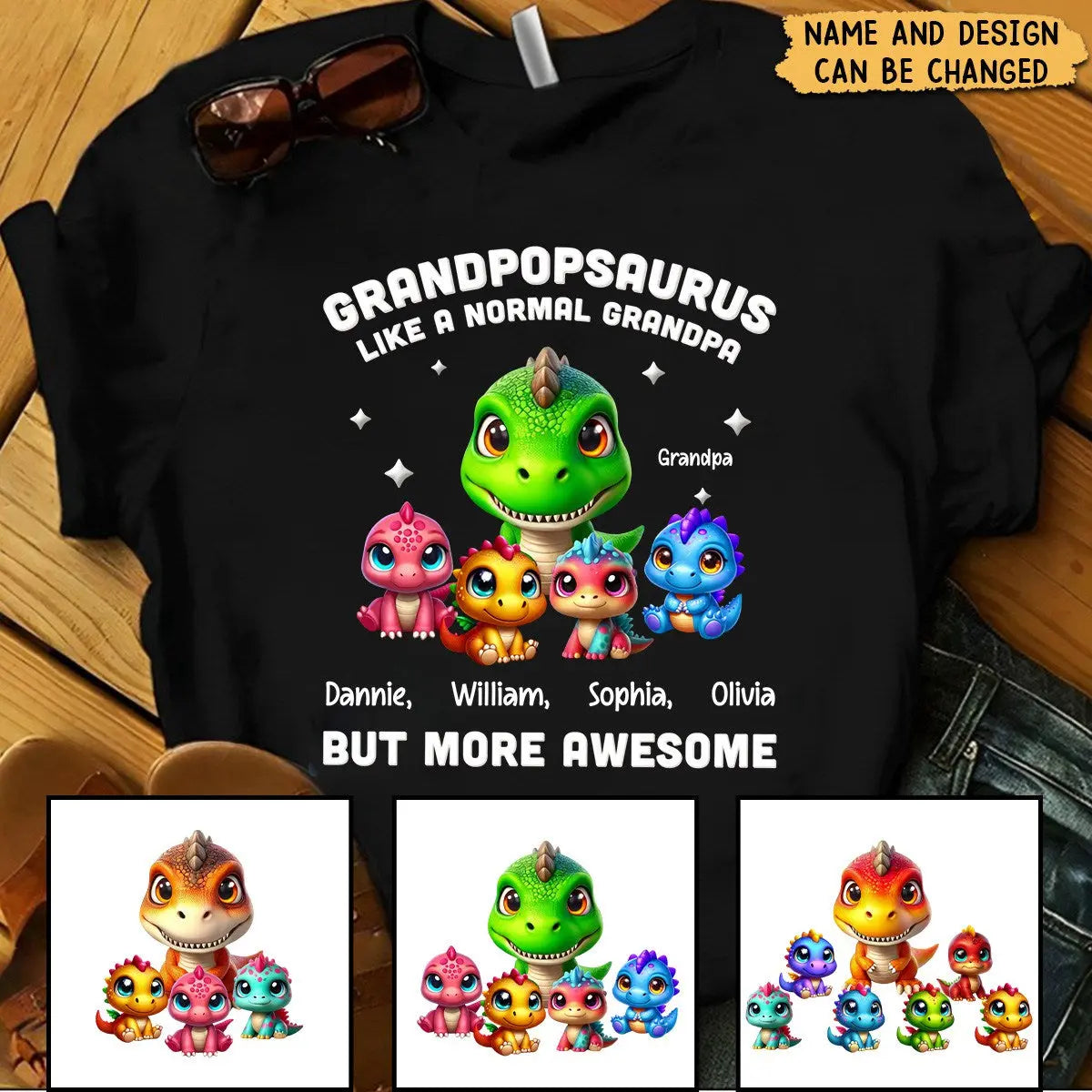 Daddysaurus Grandpasaurus Dinosaurs - Personalized T-Shirt Shirts & Tops The Next Custom Gift