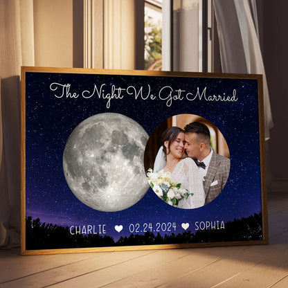 The Beginning Of Our Forever Couple Upload Photo Custom Moon Phases Anniversary Date Personalized Poster, Anniversary Gift, Wedding Gift For Couple