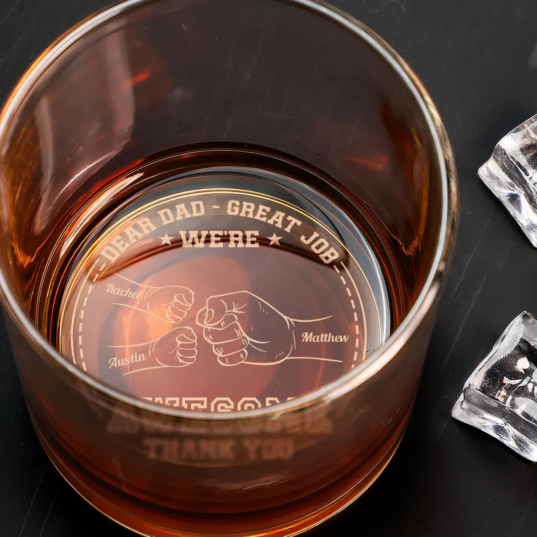 Dear Dad Great Job We're Awesome - Personalized Engraved Whiskey Glass Whiskey Glass The Next Custom Gift